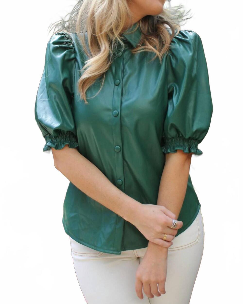 NEW ENTRO eleanor blouse in hunter green